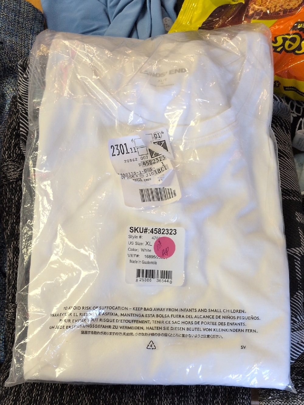 Lands' End White Long Sleeved Crewneck Supima T-Shirt